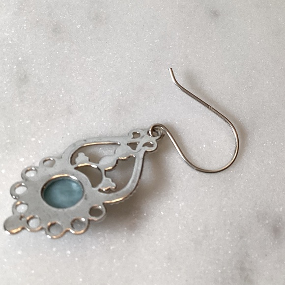 Natural Larimar .925 Sterling Silver Dangle Earrings - Picture 11 of 17